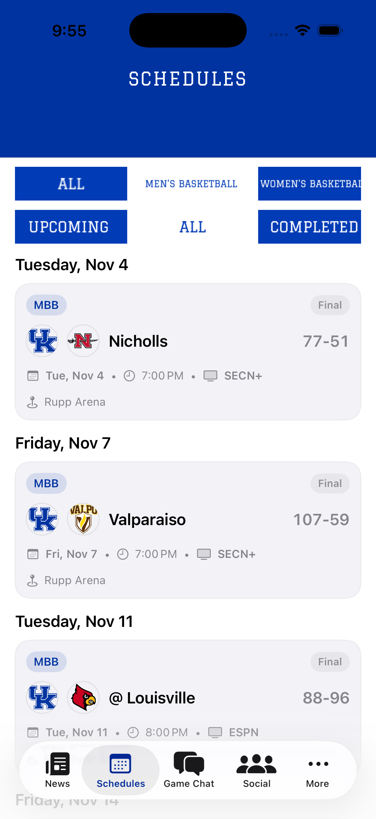 Connect Blue schedules